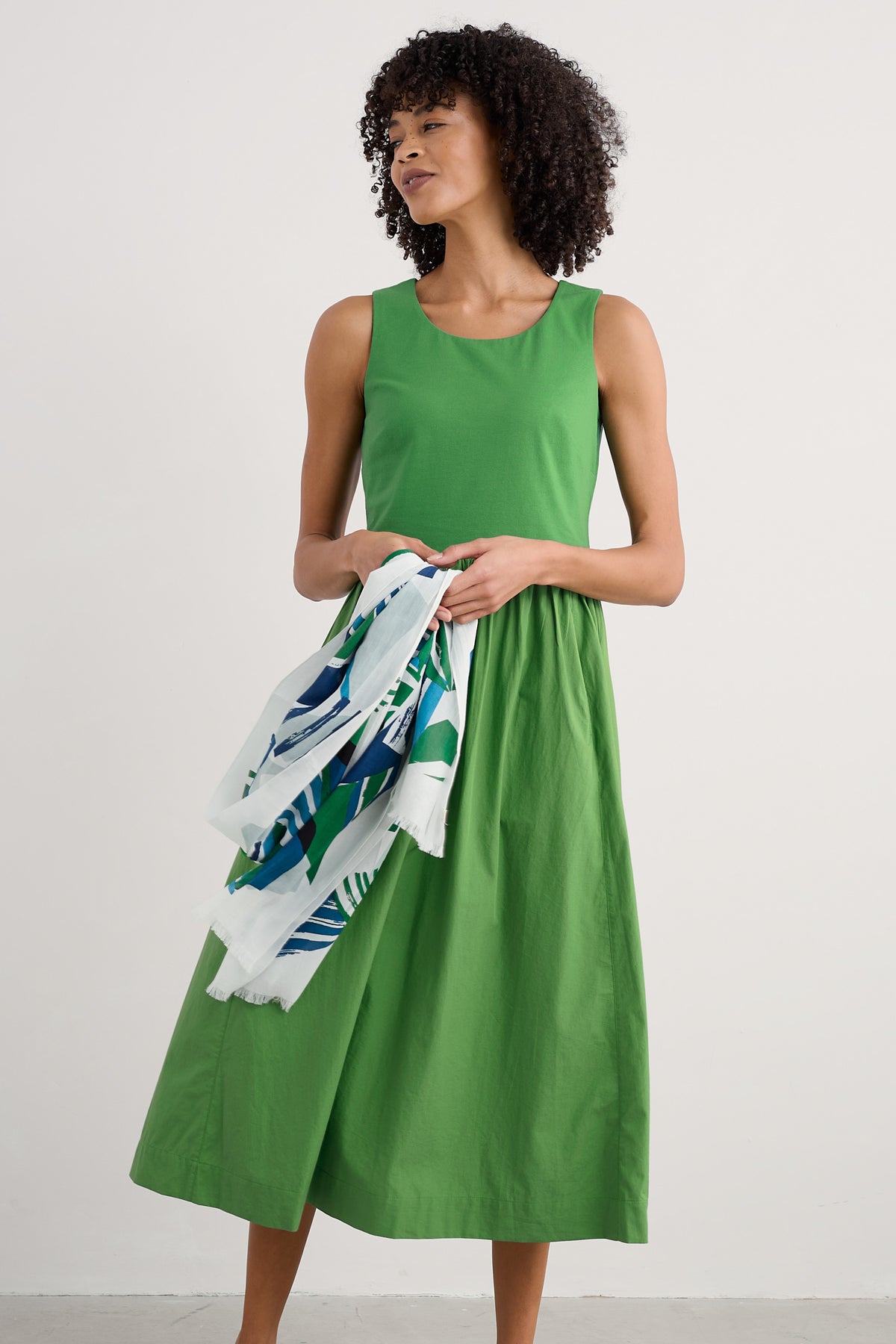 Madder Jersey Woven Mix Sleeveless Dress